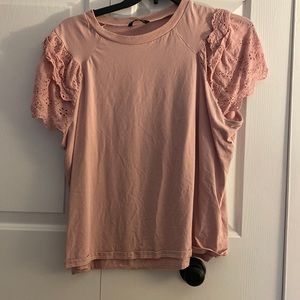 Blush ruffle shoulder top